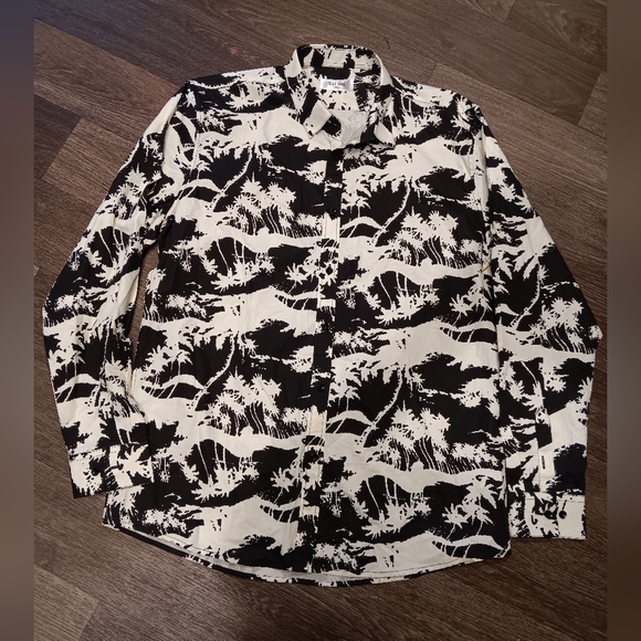 Celine Black and White Tropical Print Shirt - Picture 1 of 7